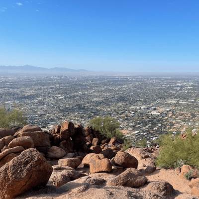 The top of Camelback Mountain, where many hikers are rescued from.